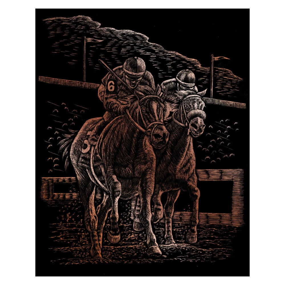 Horse Race Copper Engraving Ar