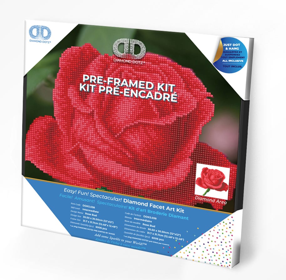 Dotting Diamond Set Rose Bud with Frame 30.50 x 30.50 CM