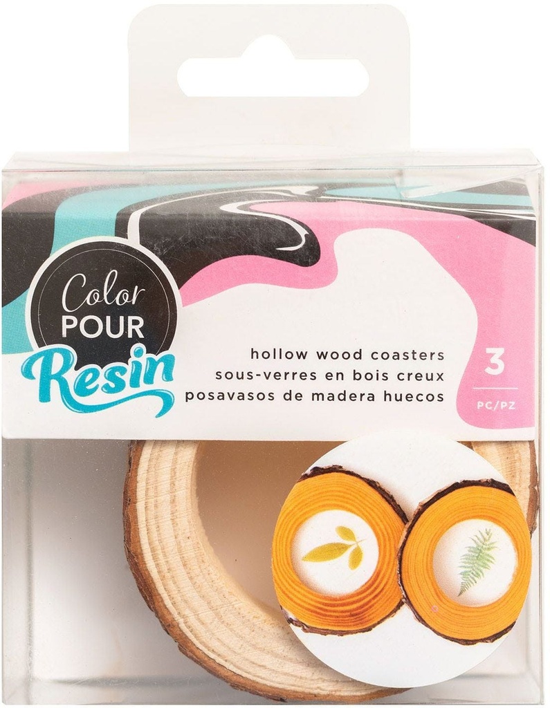 Coasters - Ac - Color Pour - Resin - Wood (3 Piece)