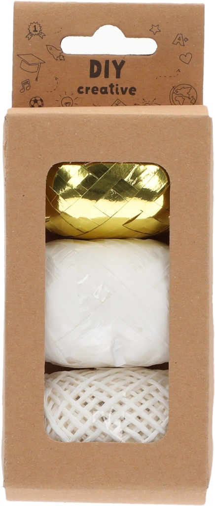 Gift Ribbon Set 3x10m assorted Shape ( Gold, White, Cream )