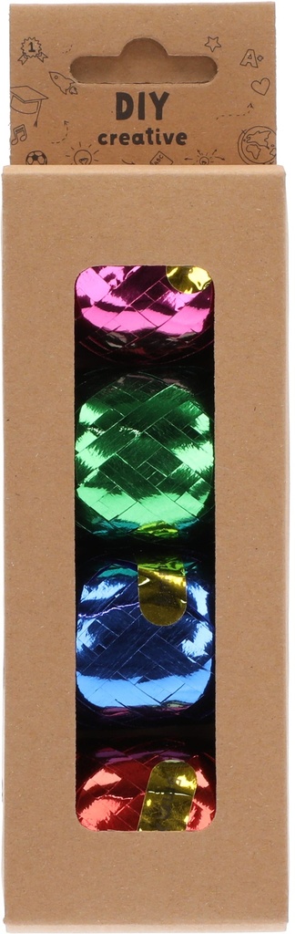 Gift Ribbon Set of 4, 5mm x10m PP ( LIL,GRN, DBU, RED )