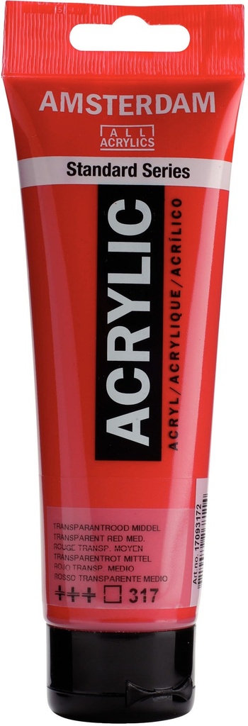 Amsterdam Standard Series Acrylic Tube 120 ml Transparent Red Medium 317