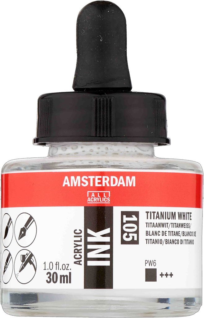 Amsterdam Acrylic Ink Bottle 30 ml Titanium White 105