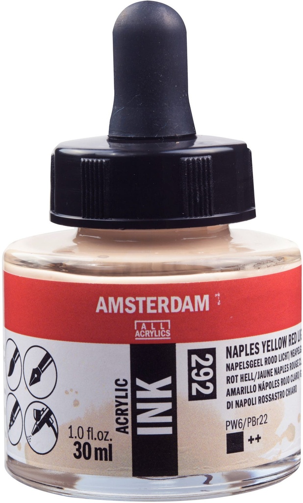 Amsterdam Acrylic Ink Bottle 30 ml Naples Yellow Red Light 292