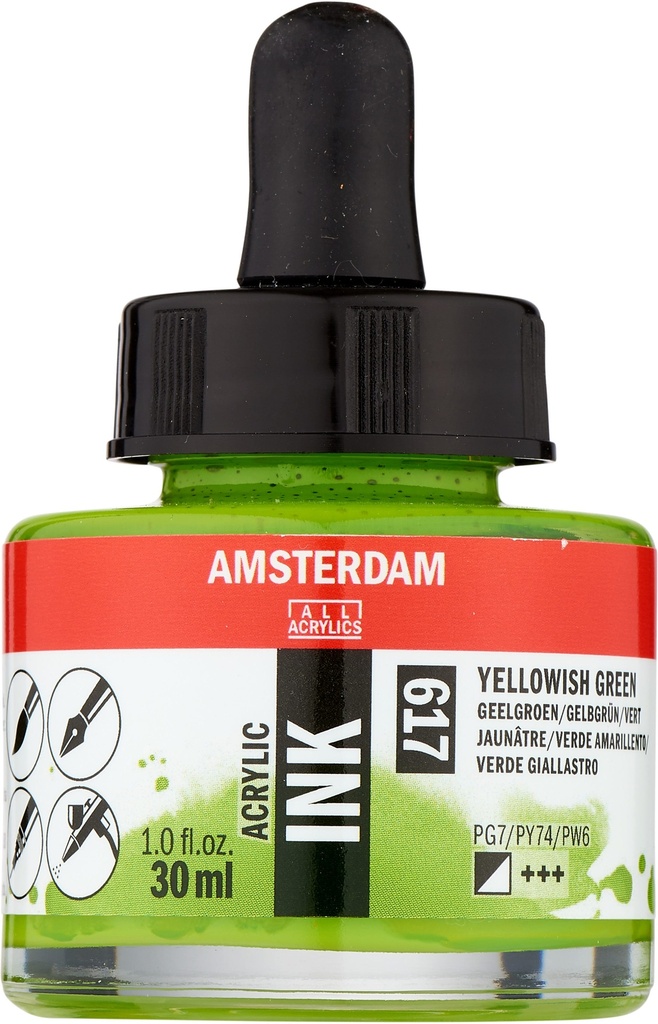 Amsterdam Acrylic Ink Bottle 30 ml Yellowish Green 617