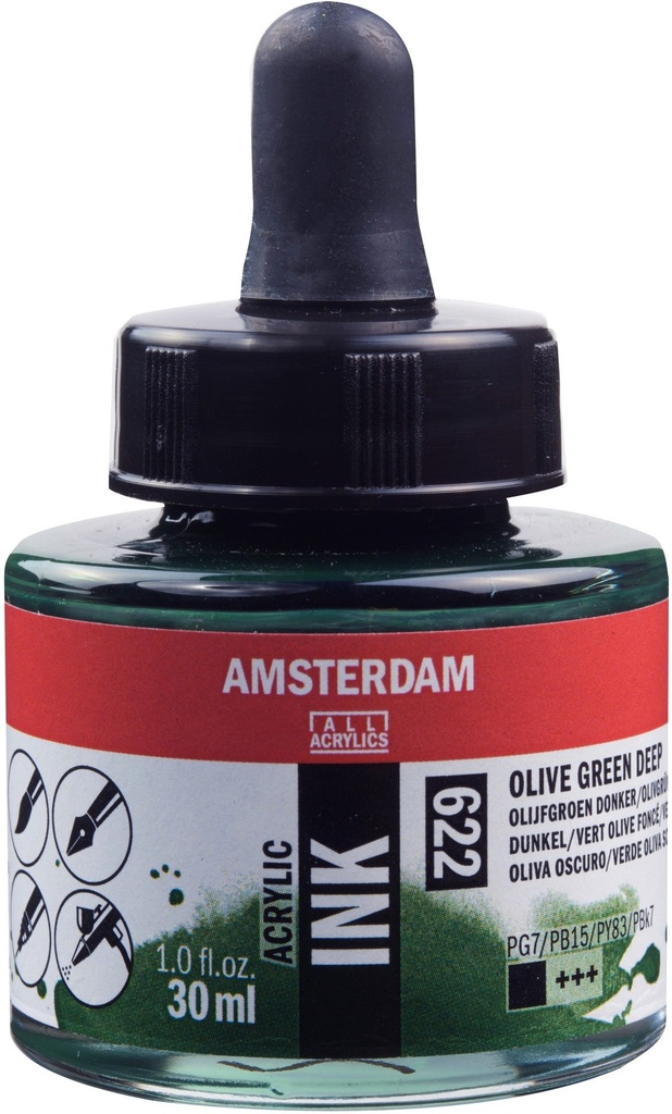 Amsterdam Acrylic Ink Bottle 30 ml Olive Green Deep 622