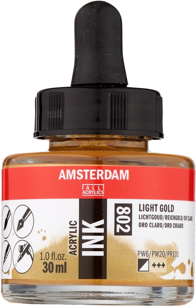 Amsterdam Acrylic Ink Bottle 30 ml Light Gold 802