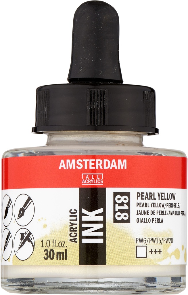 Amsterdam Acrylic Ink Bottle 30 ml Pearl Yellow 818