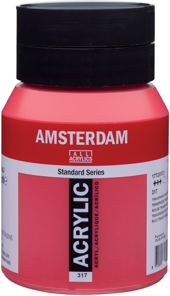 Amsterdam Standard Series Acrylic Jar 500 ml Transparent Red Medium 317