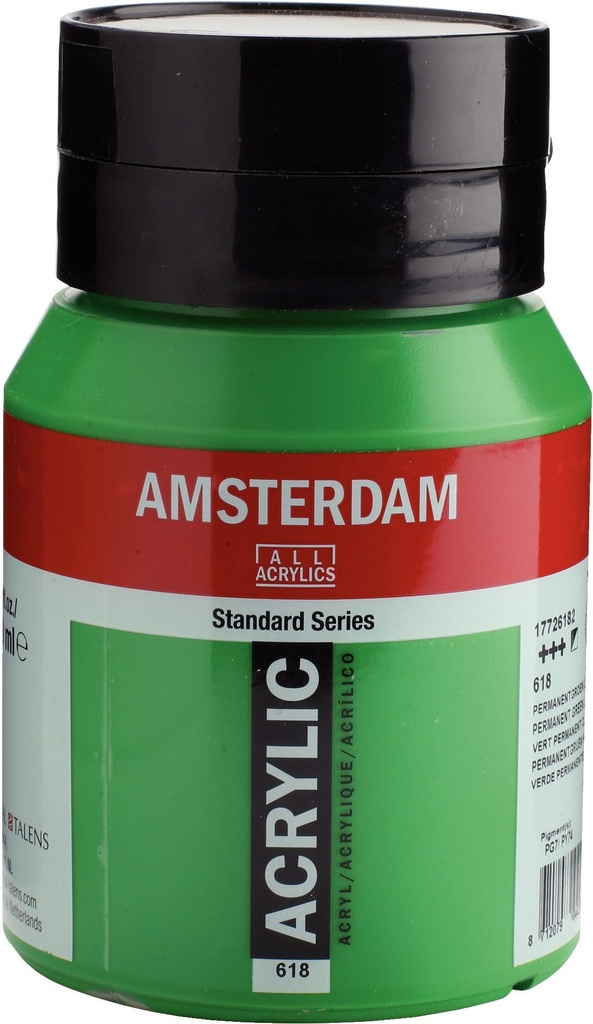 Amsterdam Standard Series Acrylic Jar 500 ml Permanent Green Light 618