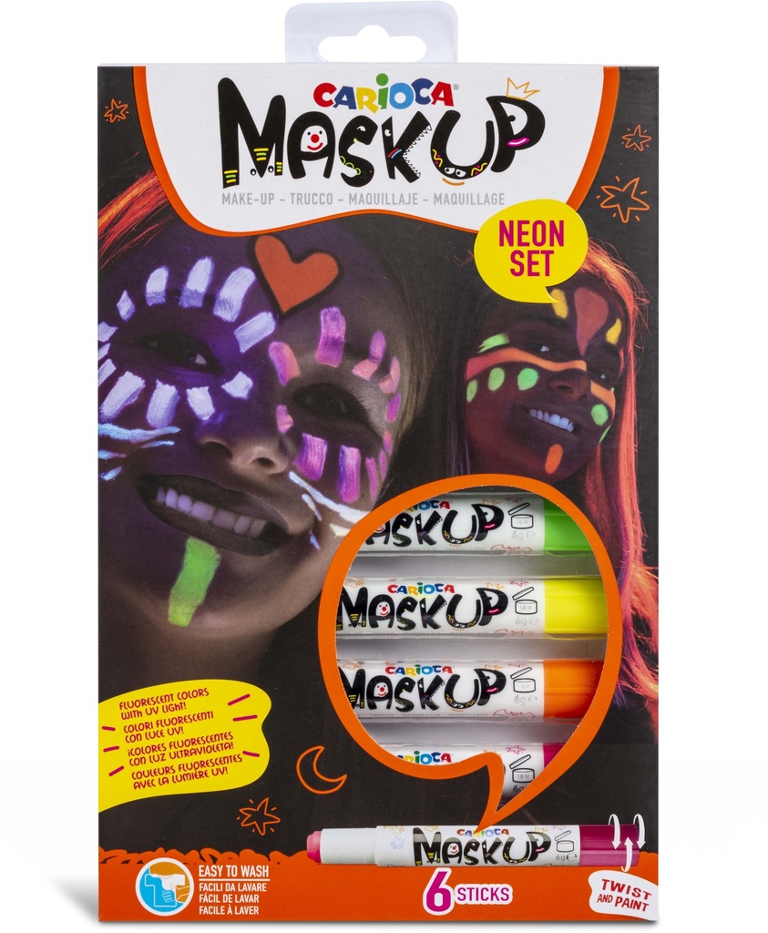 Face Paint Stick Set Of 6Pcs, Neon, Carioca Mask Up