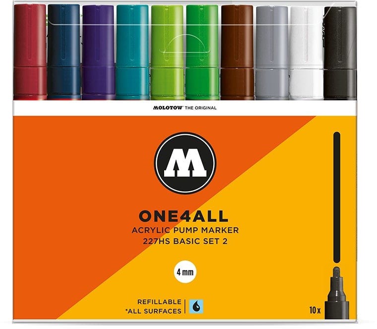 Acrylic Marker One4All 227HS Wallet Basic-Set 2 Rectangle Ast Molotow