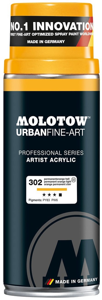 Spray UFA Artist Acrylic 400ml #302 Permanent Orange Light Molotow
