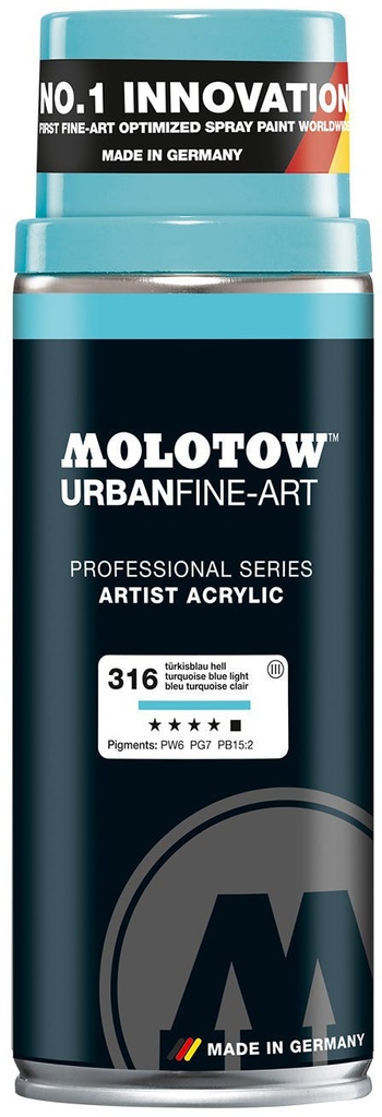 Spray UFA Artist Acrylic 400ml #316 Turquoise Blue Light Molotow