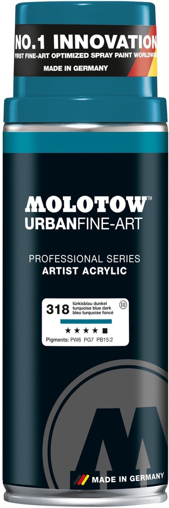 Spray UFA Artist Acrylic 400ml #318 Turquoise Blue Dark Molotow
