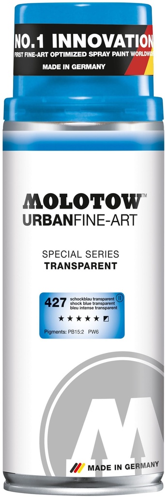 Spray UFA Transparent 400ml #427 Shock Blue Transparent Molotow