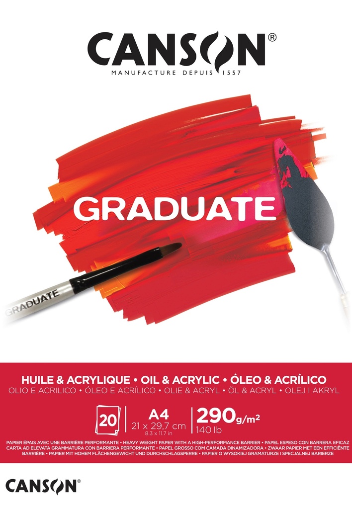 Oli & Acrylic Pad A4 20Sh 290Gsm Glued Canson Graduate