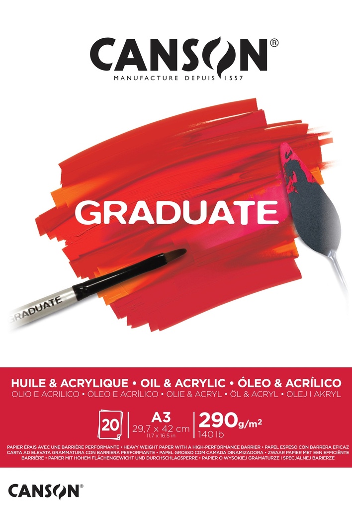 Oli & Acrylic Pad A3 20SH 290GSM Glued Canson GRADUATE