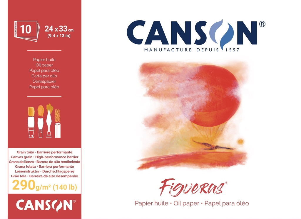 Pad Canson Figueras 10 SH 24X33 290G White Canvas Texture Glued On Short Side