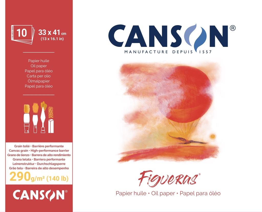 Pad Canson Figueras 10 SH 33X41 290G White Canvas Texture Glued On Short Side