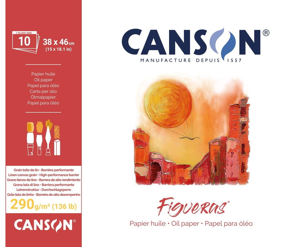Pad Canson Figueras 10 SH 38X46 290G White Canvas Texture Glued On Long Side
