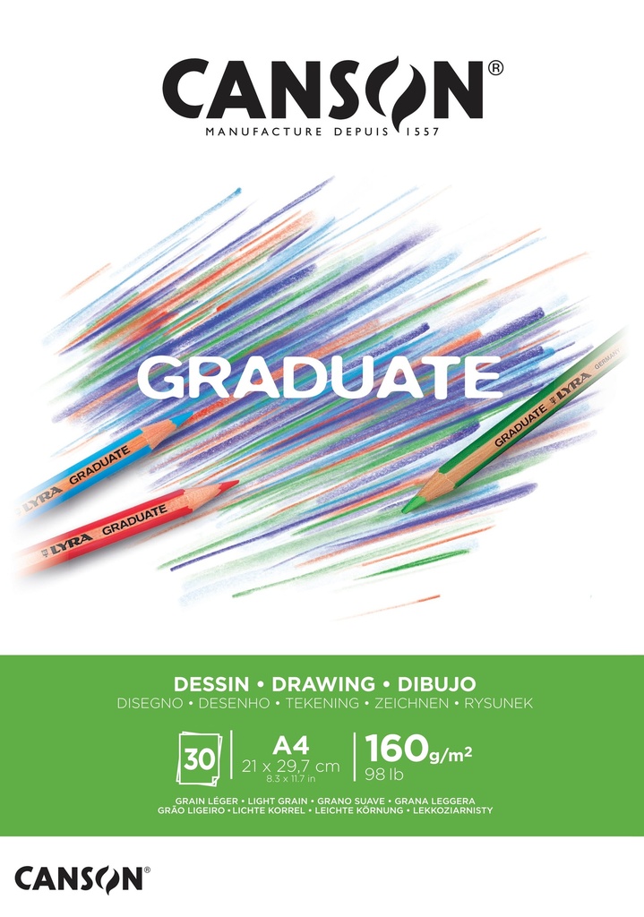 Pad Canson GRaduate Drawing White Paper A4 160GSM 30SH