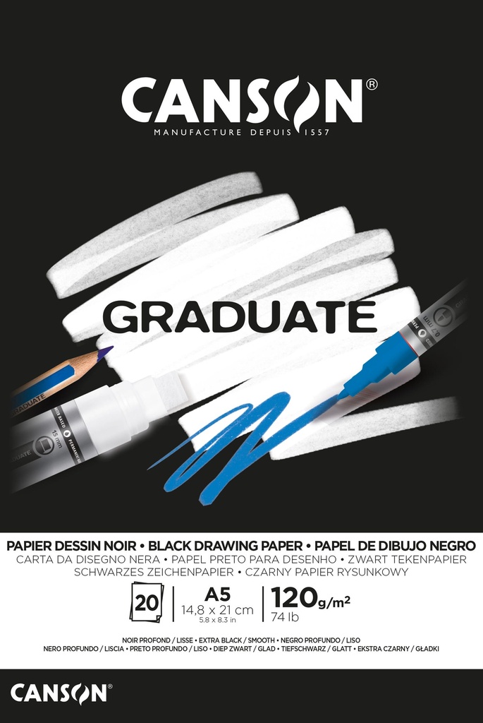 Pad Canson GRaduate Drawing Black A5 120GSM 20SH