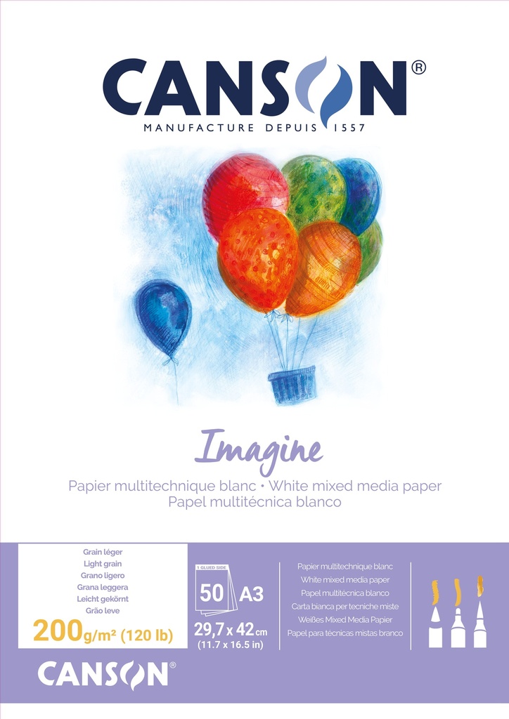 Canson Mix-Media Pad A3/ 50Sh / 200Gsm Glued Imagine Canson