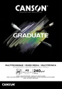 Pad Canson GRaduate Mixed Media Black A5 240GSM 20Sh