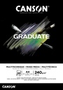 Pad Canson GRaduate Mixed Media Black A4 240GSM 20Sh