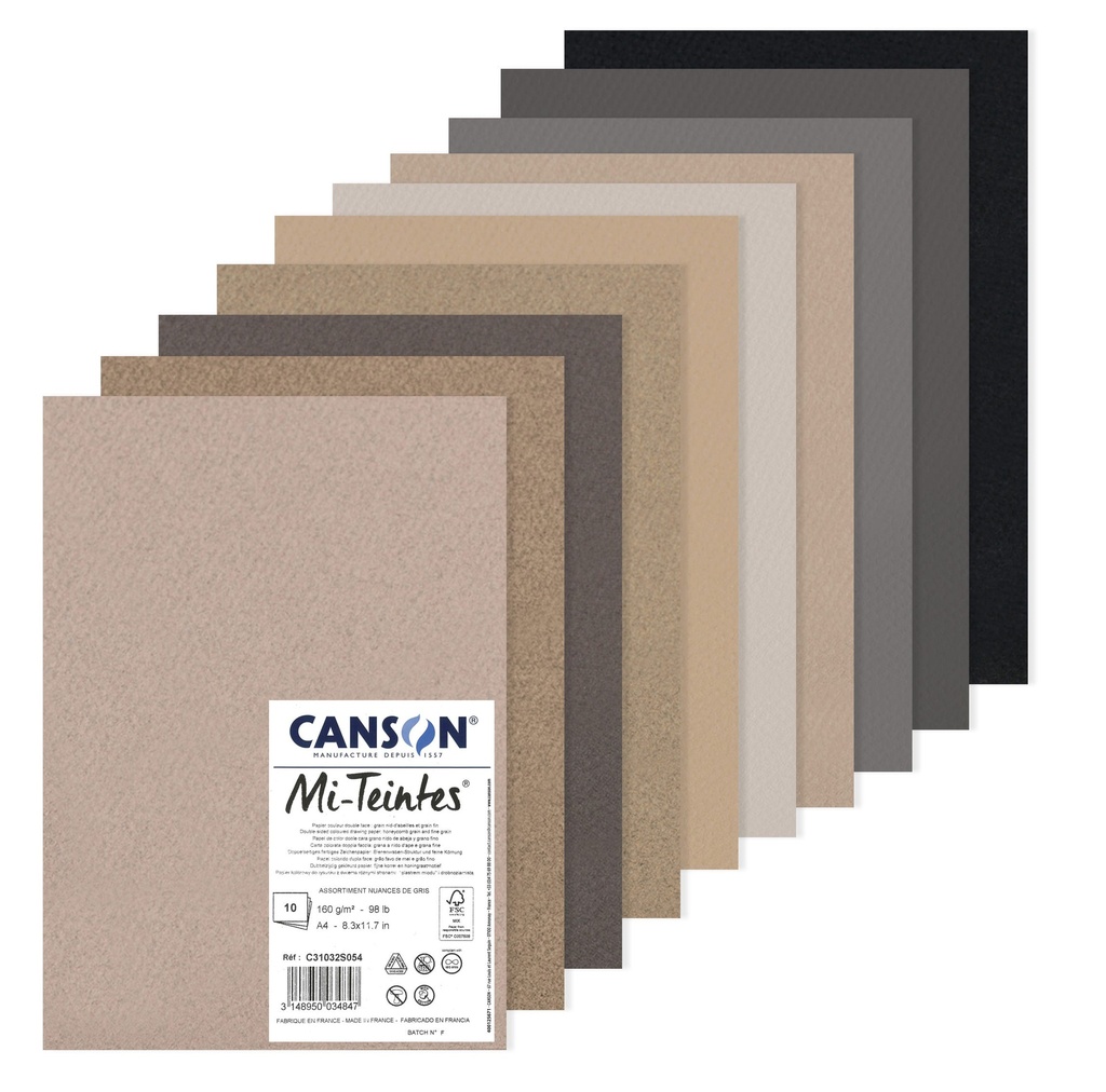 Pack 10 SHS Mi-Teintes A4 160G GRey Tones