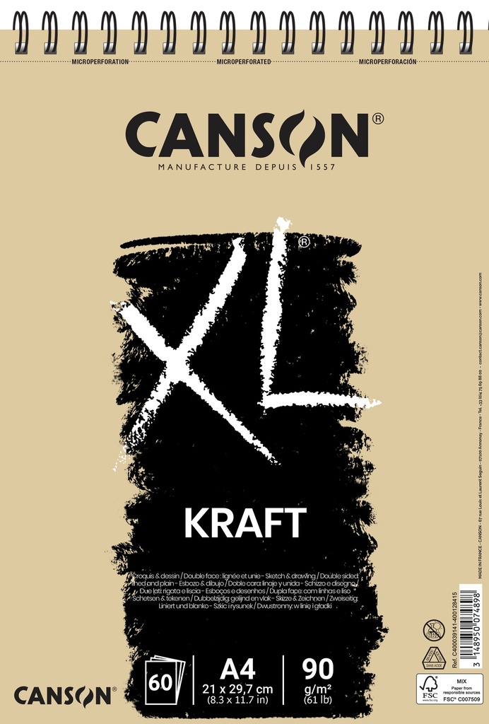 Kraft Pad A4 Spiral 60Sh Canson Xl 90G
