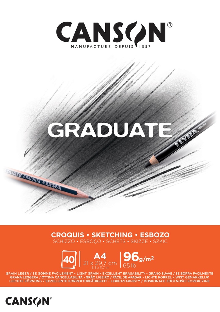 Sketch Pad A4 40Sh 96Gsm Glued Canson Graduate