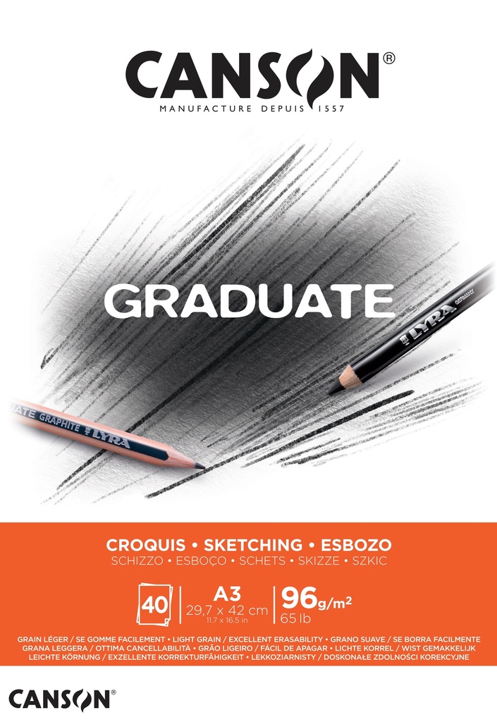 Sketch Pad A3 40Sh 96Gsm Glued Canson Graduate