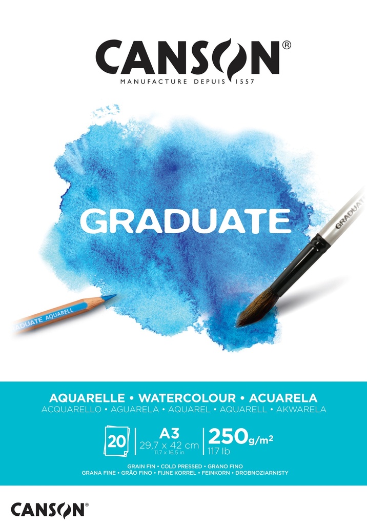 Watercolor Pad A3 20Sh 250Gsm Glued Canson Graduate