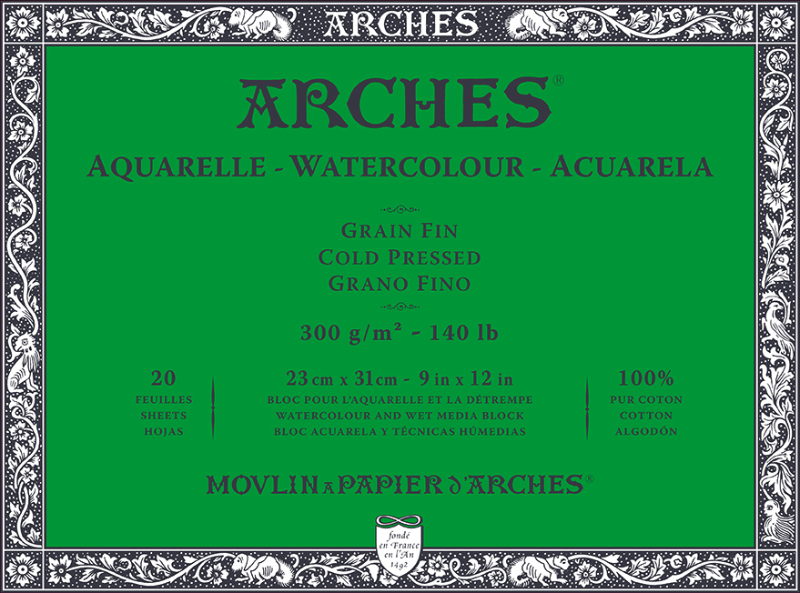 Arches Watercolour Cold Pressed Natural White 300 GSM, 23 X 31 20Sheet