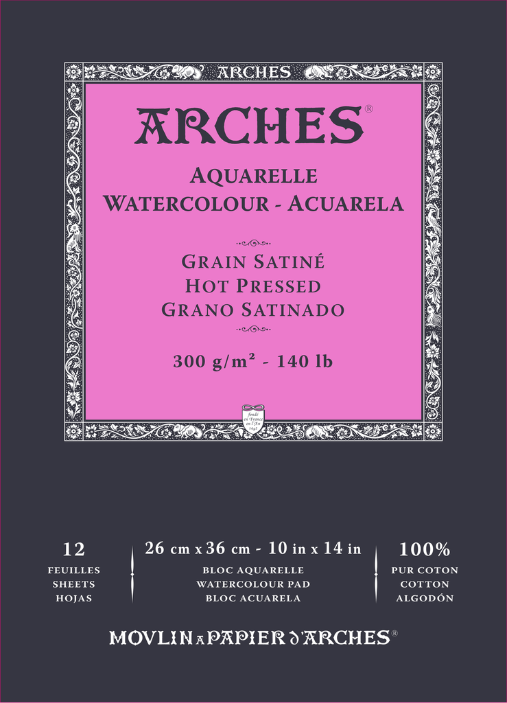 Arches Watercolour Hot Pressed Natural White 300 GSM, 26 X 36 12Sheet