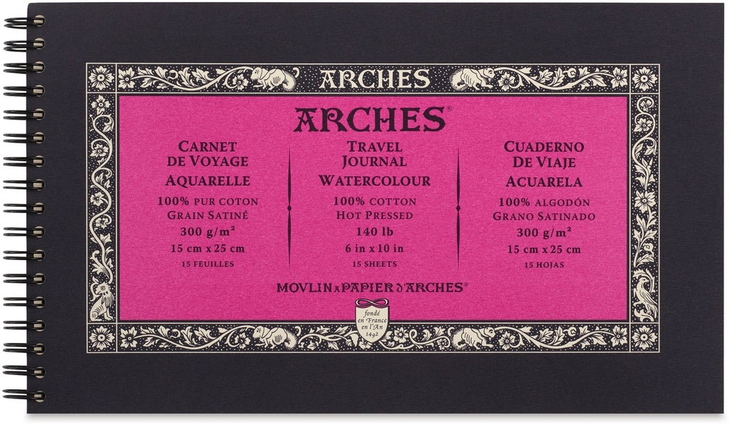 ARCHES Watercolour Hot Pressed Natural White 300 gsm ARC WC HP SPIRAL PAD 300G 15 x 25 15SHEET