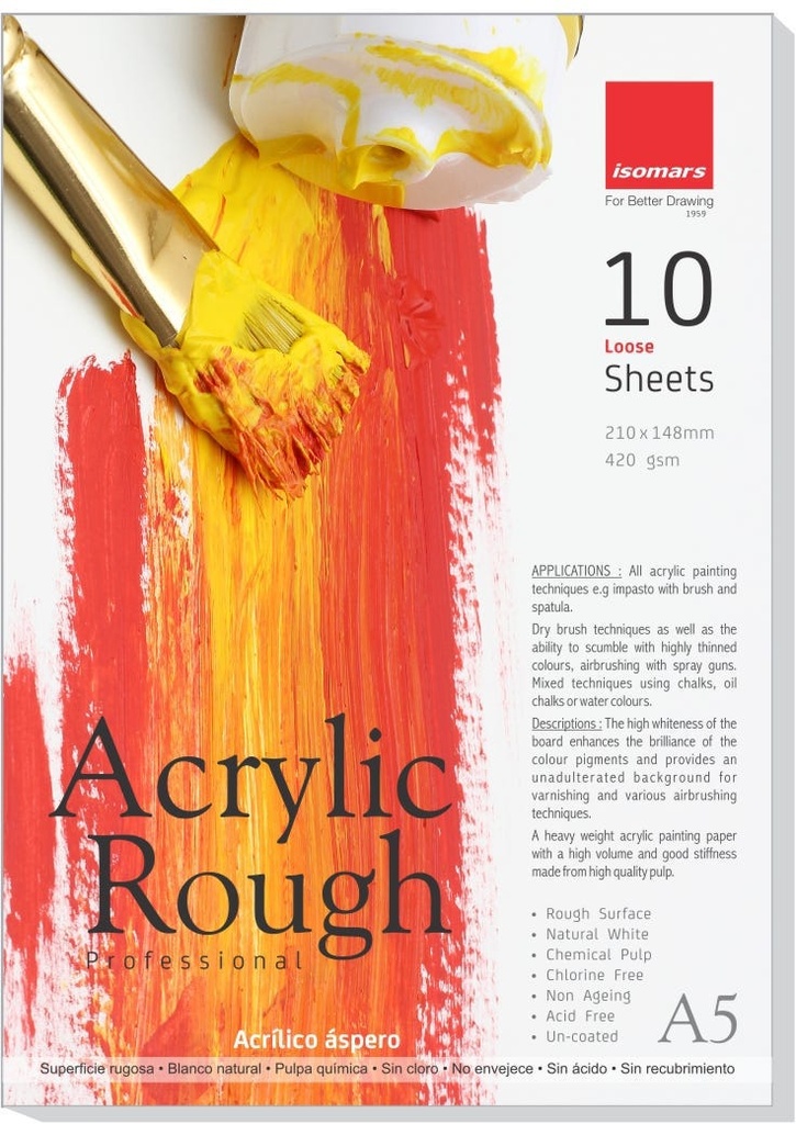 Drawing Pad Acrylic Rough Spiral - 10SHEET, 420gsm - A5