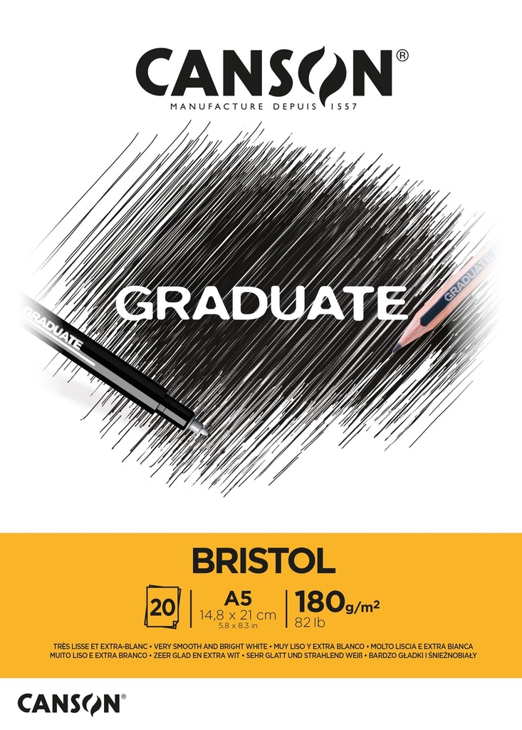 Pad Canson GRaduate Bristol A5 180GSM 20SH
