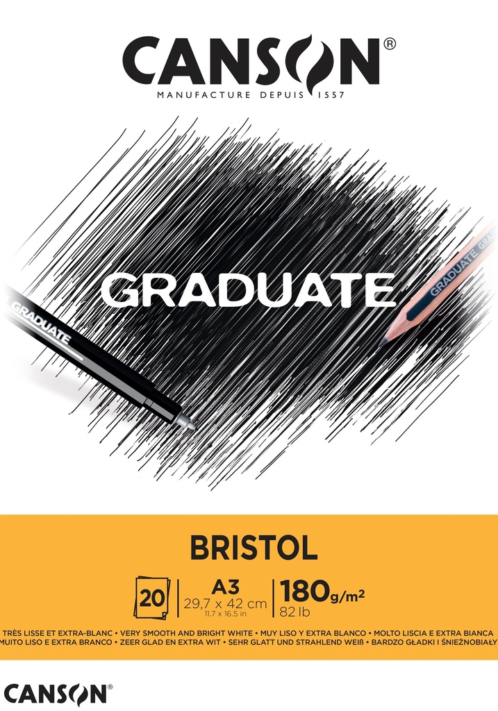 Pad Canson GRaduate Bristol A3 180GSM 20SH