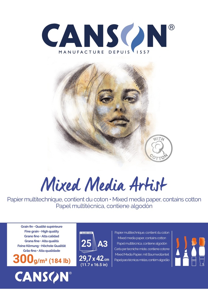Pad 25SH Canson Mixed Media Artist A3 300G