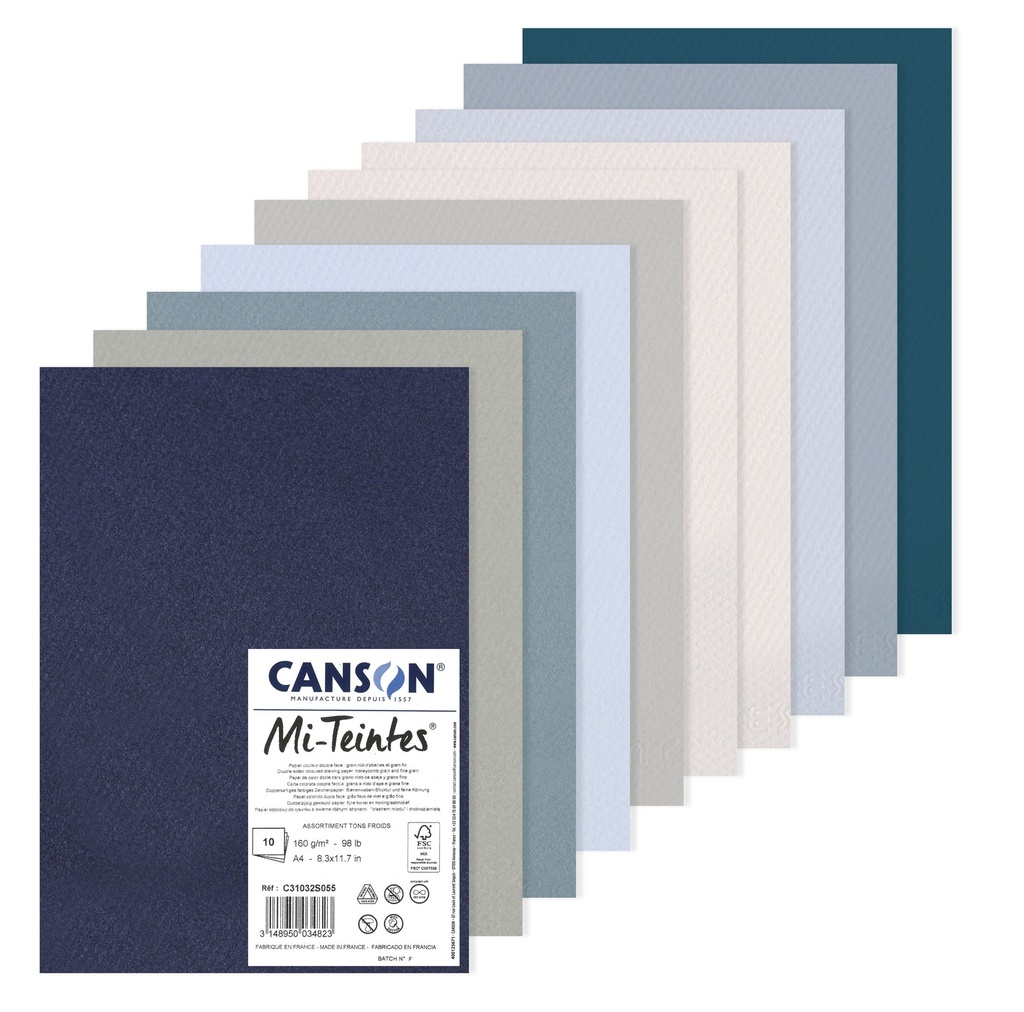 Pack 10 SHS Mi-Teintes A4 160G Cool Tones
