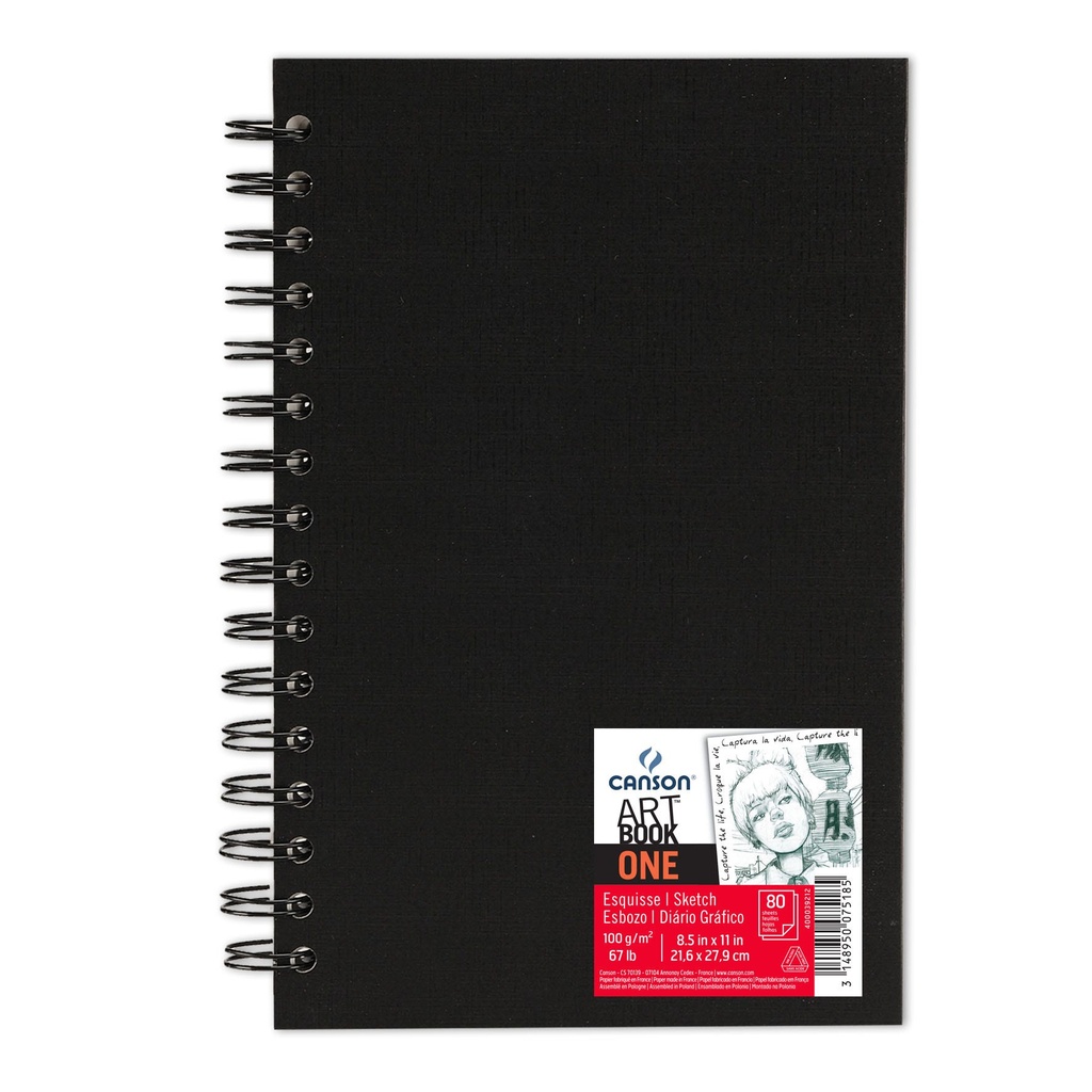 Book Spiral-Bound Short Side Canson One 80Sh/160P 21.6X27.9 100G Portrait