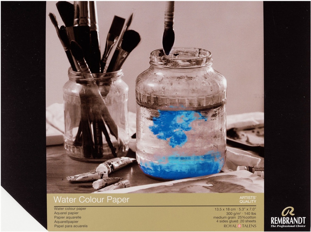 Rembrandt Watercolor paper (25% cotton) | 13.5 x 18 cm, 300 g, 20 sheets