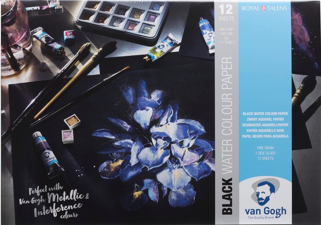 Van Gogh Black watercolor paper pad | 42 x 29.7 cm (A3), 360 g, 12 sheets