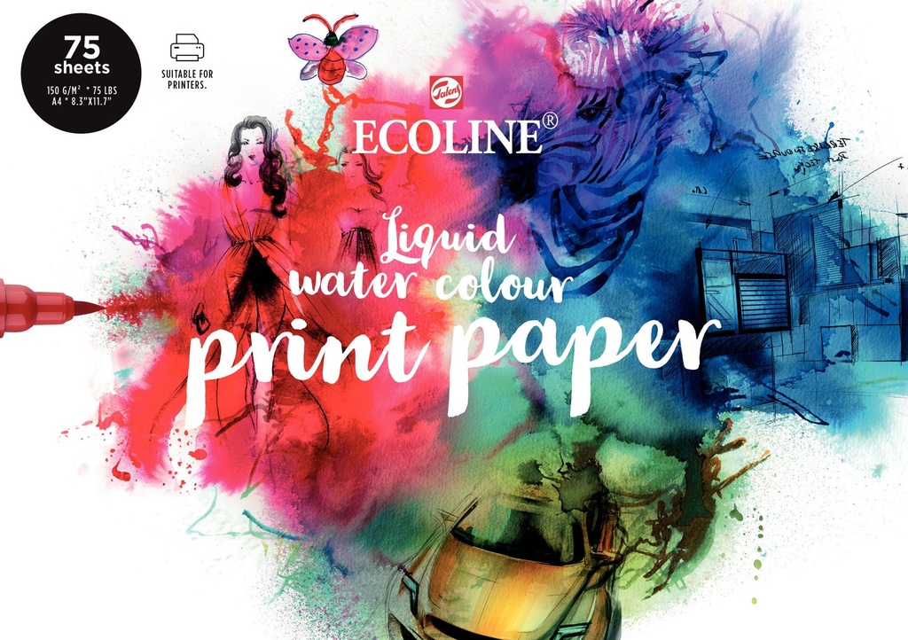 Ecoline Watercolor printer paper | 21 x 29.7 cm (A4), 150 g/m², 75 sheets