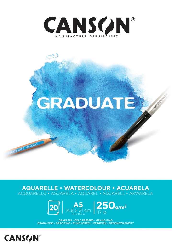 Pad Canson GRaduate Watercolour A5 250GSM 20SH