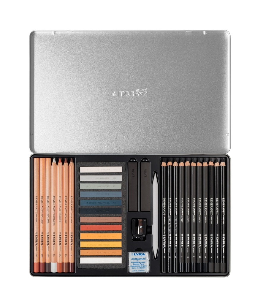 Metal Case Rembrandt Sketching Set 18 Pencils + 12 Pastels + Accessoires