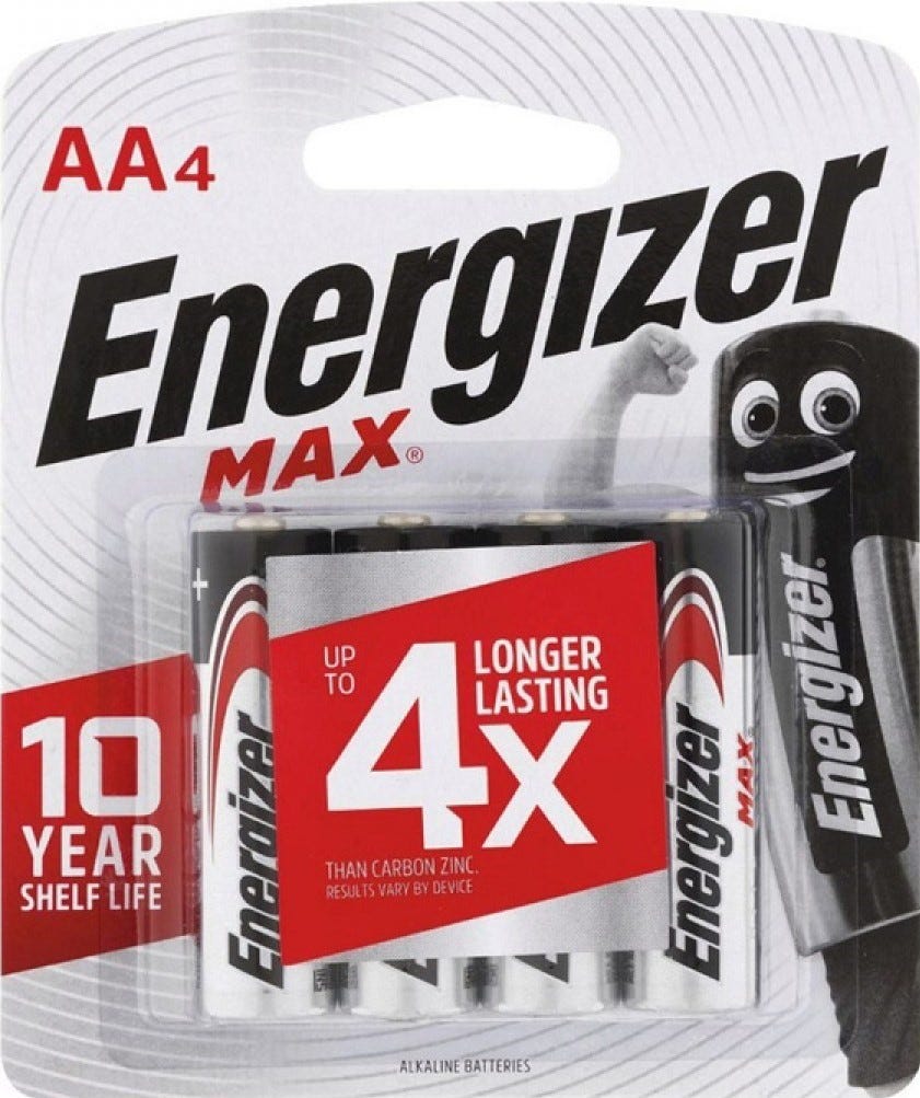 Energizer Battery AA (4/PK) Max Alkaline BP4 AA
